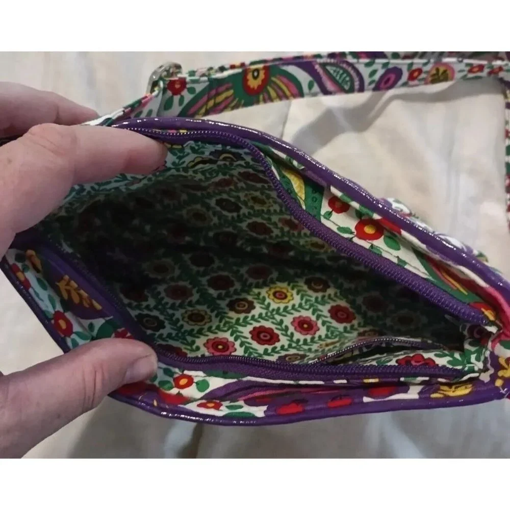Vera Bradley Crossbody Bag Purse Handbag "Viva La Vera" Green Pink Purple - Picture 3 of 4